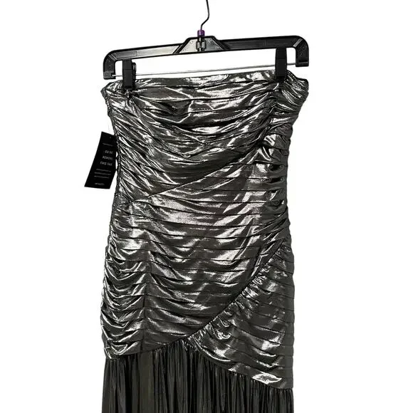 NWT Retrofete Strapless Formal Josie Dress in Gunmetal Metallic Gray Womens XS - Picture 12 of 12